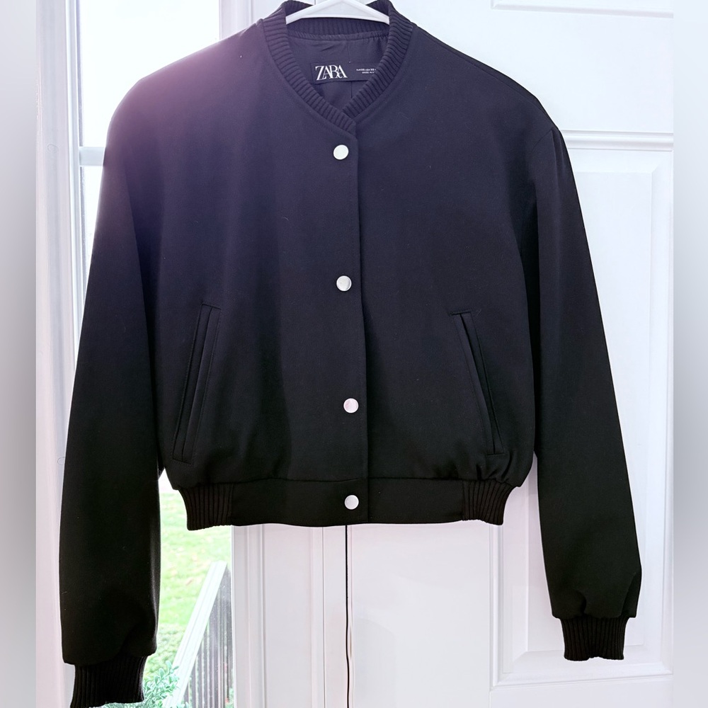 Zara Women's Classic Black Bomber Jacket